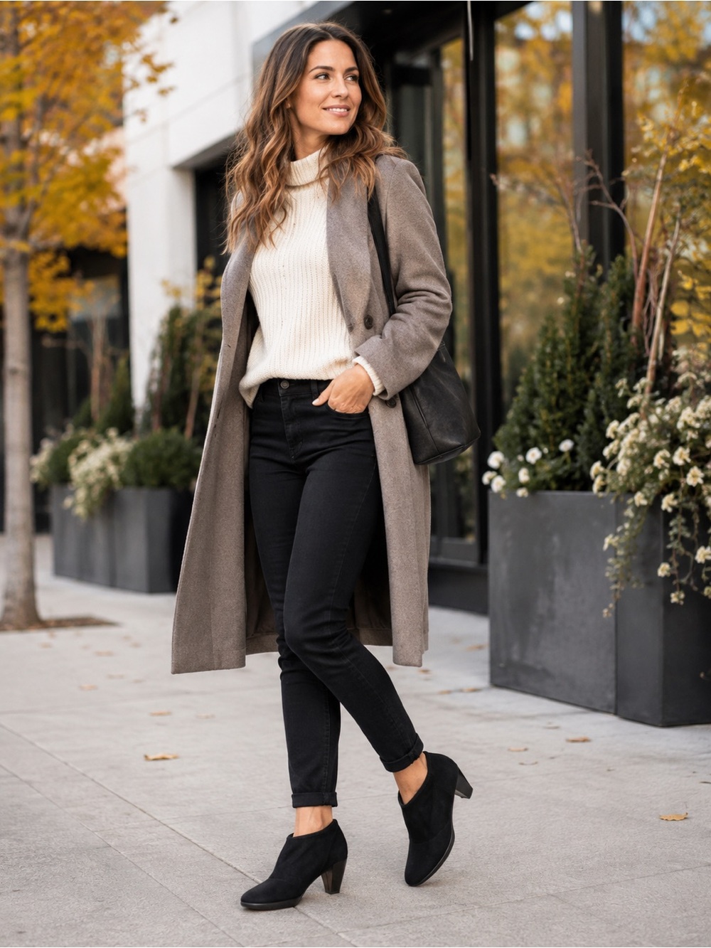 Ecco Black Suede Mid Heel Slip-On Pumps
